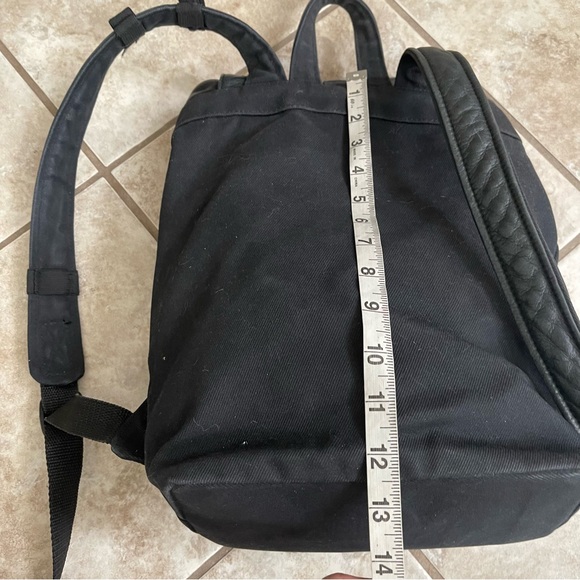 Fiocci Black Made In Italy Backpack Pockets Leather & Canvas Adjustable Straps - Picture 3 of 14